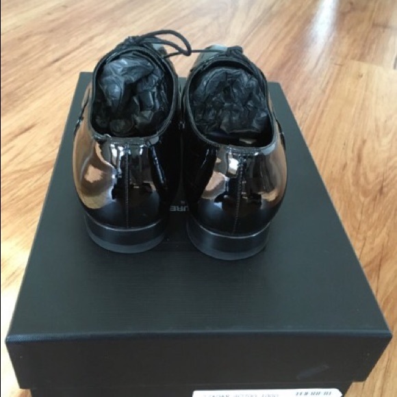 YSL Saint Laurent SLP Derby Black Patent Flat 35.5 - Picture 4 of 5